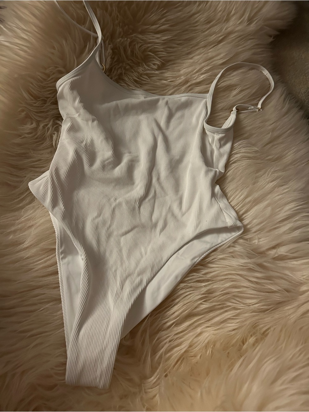 LSPACE Holly One Piece Swimsuit XS NWOT White Ribbed One Piece High Leg bodysuit - Picture 4 of 8